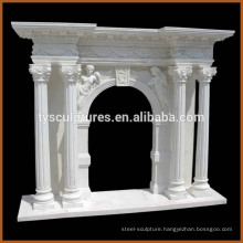 Great designs fireplace mantel of modern white marble used stone column decoration